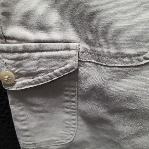 Izod Womens Cargo Capri Pants Khaki Size 8 Cotton Blend Cargo Stretch Button Zip - Picture 11 of 12
